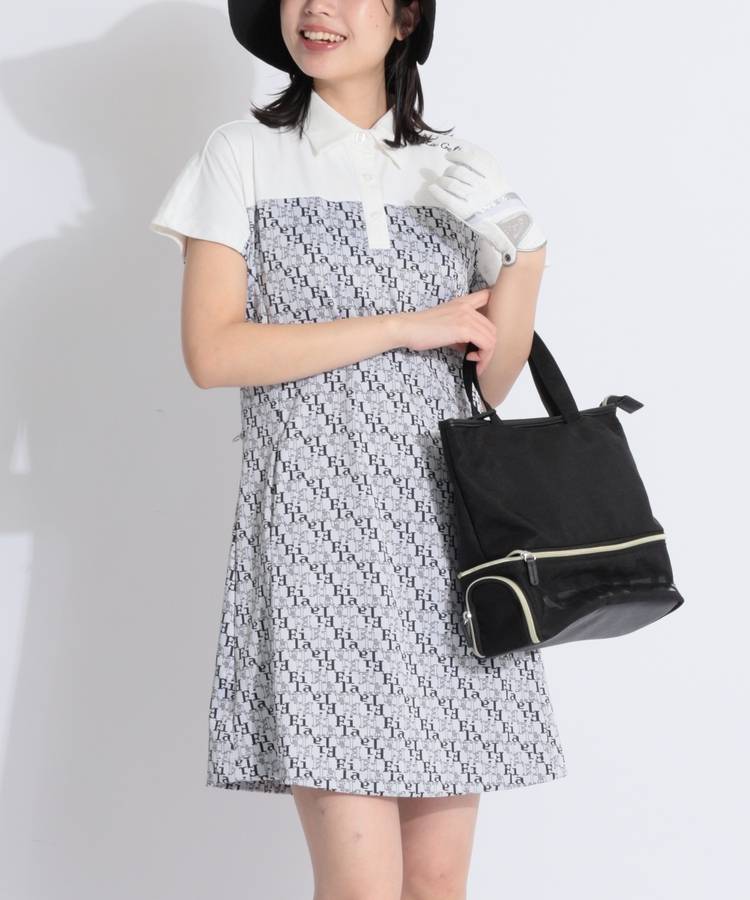 FG 【速乾ストレッチ】ジャガード総ロゴ半袖ワンピース
