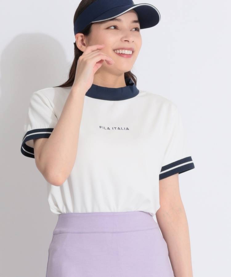 FG 【冷感UV】袖口ラインモックネックポンチ半袖カットソー