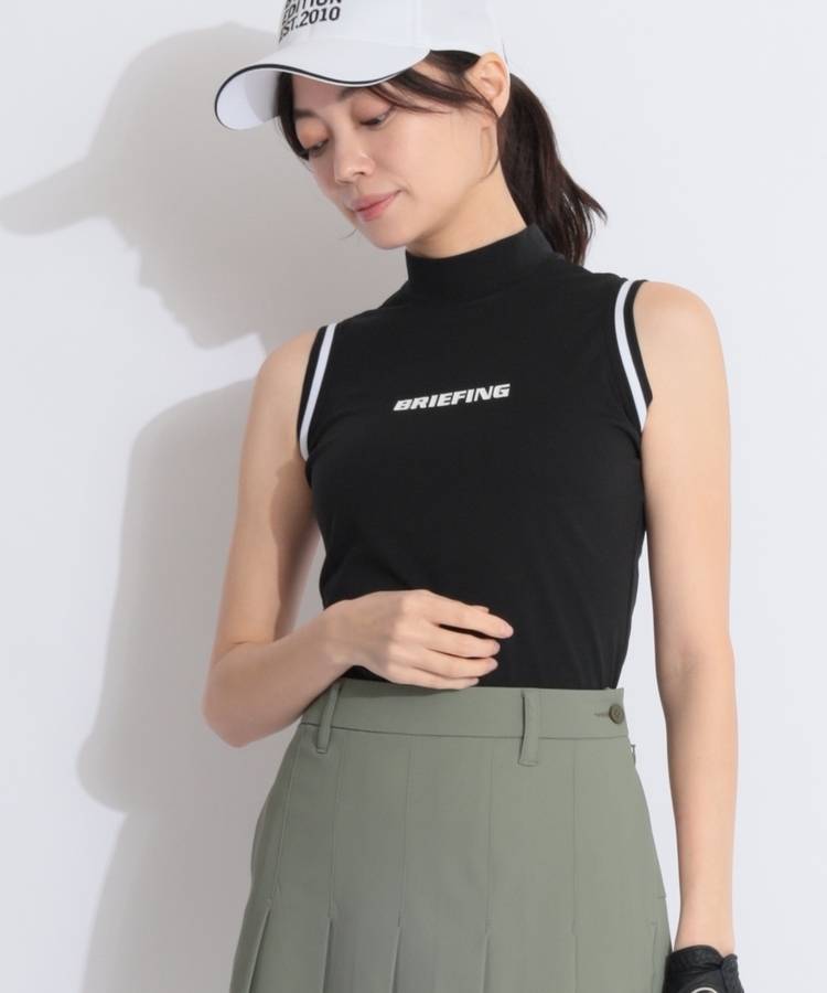 BR バックプリントモックネックノースリーブカットソー