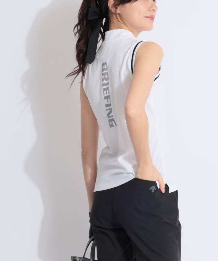 BR バックプリントモックネックノースリーブカットソー
