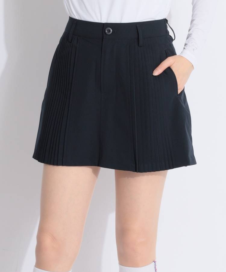 DM 【ストレッチ】一体型ぺチパンツ付プリーツ切替スカート