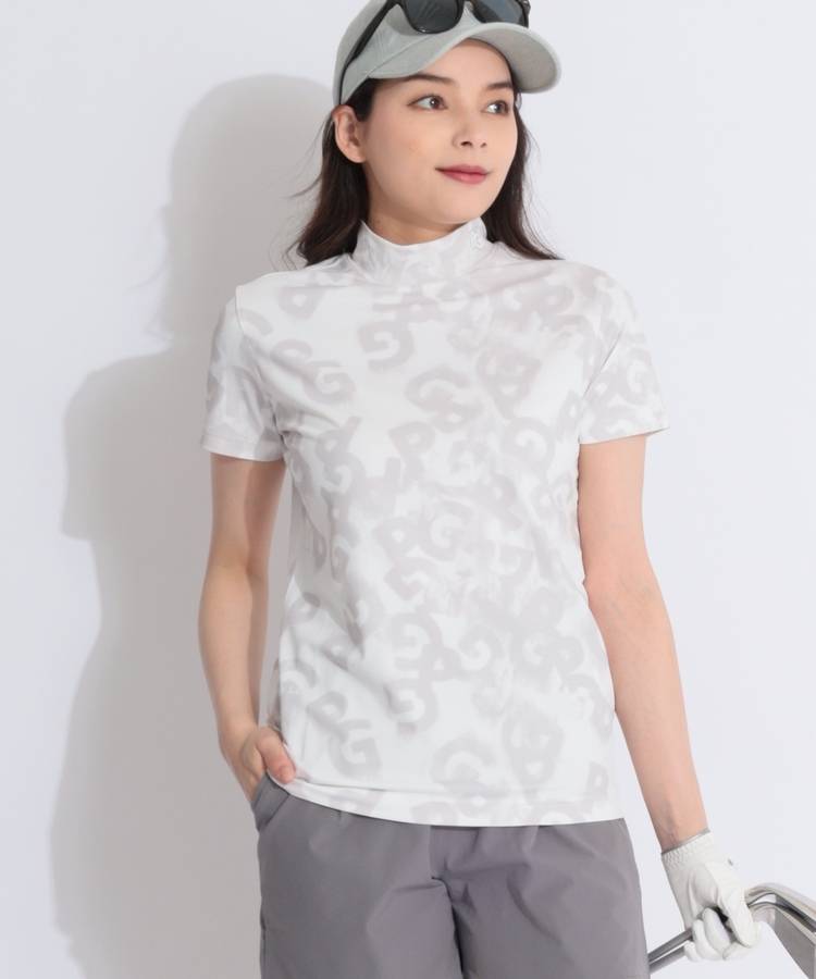 PG 洗いざらしPGデニム柄モックネック半袖カットソー