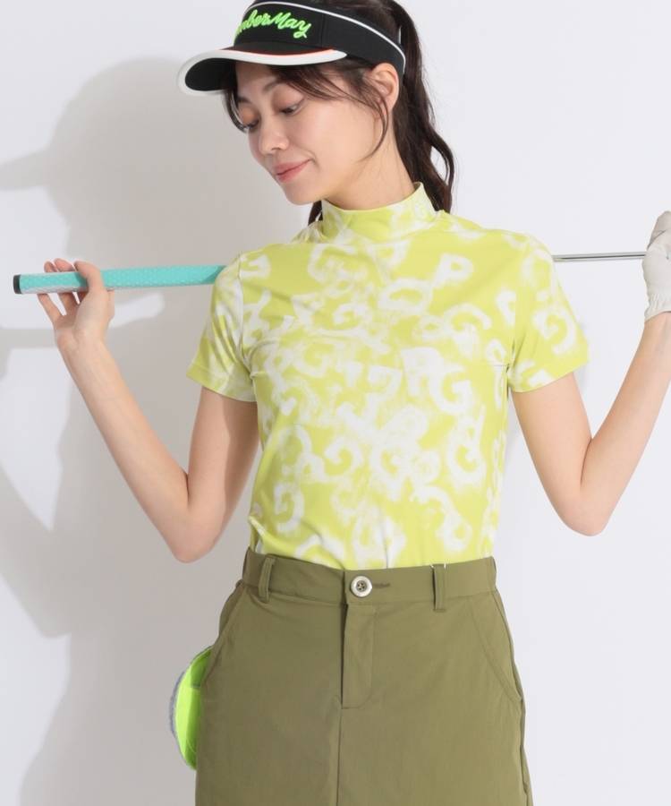 PG 洗いざらしPGデニム柄モックネック半袖カットソー