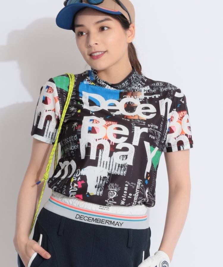 DM グラフィックプリントモックネック半袖カットソー