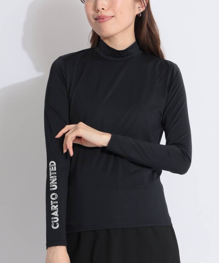 CU 【冷感UV】アシメロゴモックネック長袖インナー