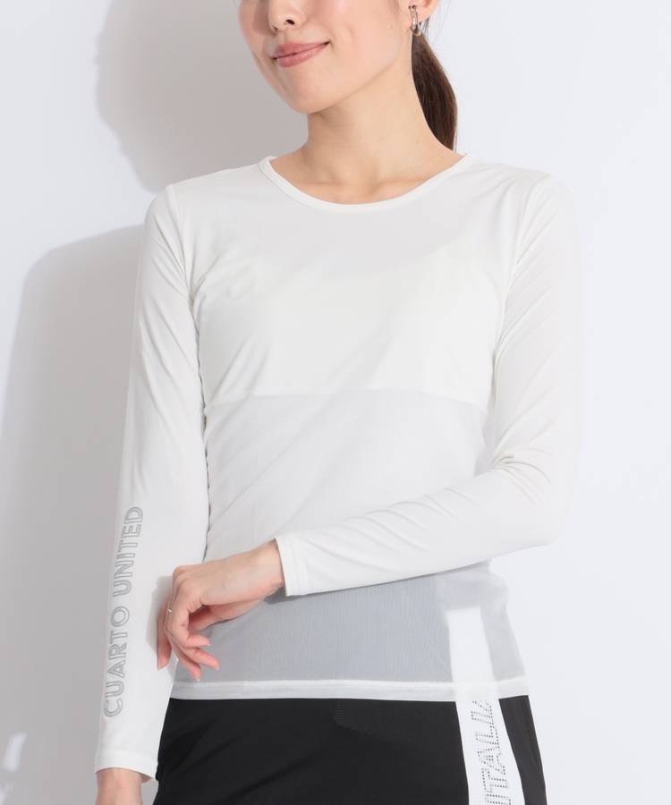 CU 【冷感UV】メッシュ切替ラウンドネック長袖インナー