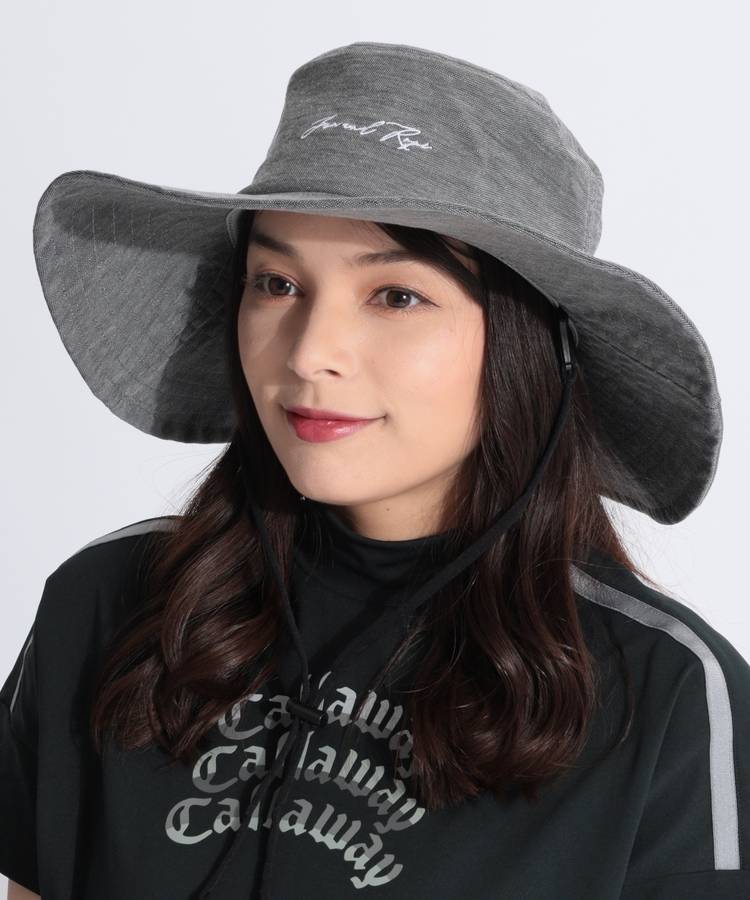 JR 【調節付き】フロントロゴ麻混つば広ハット