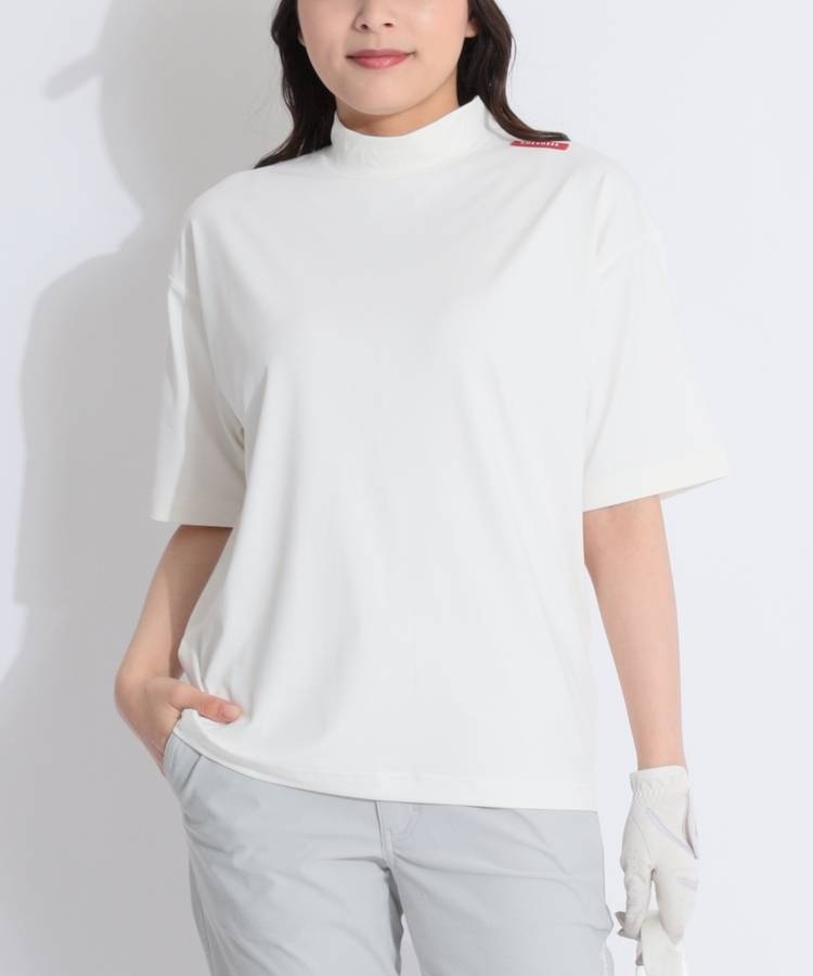 AS 【ユニセックス】【吸汗速乾】バックロゴ半袖モックネックカットソー
