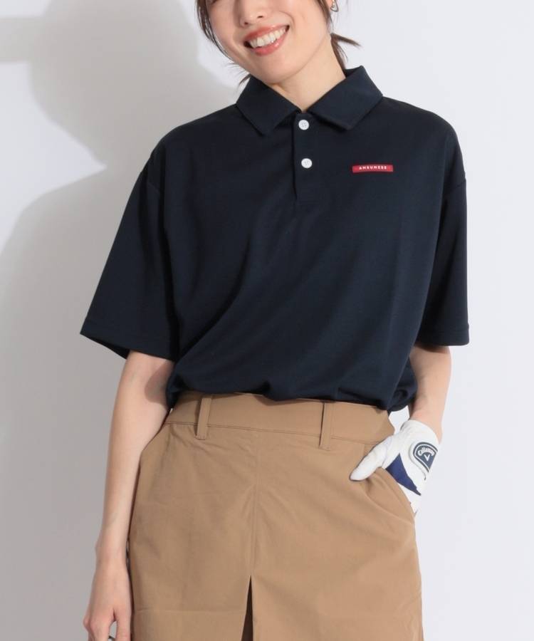 AS 【ユニセックス】バックロゴプリント半袖ポロシャツ