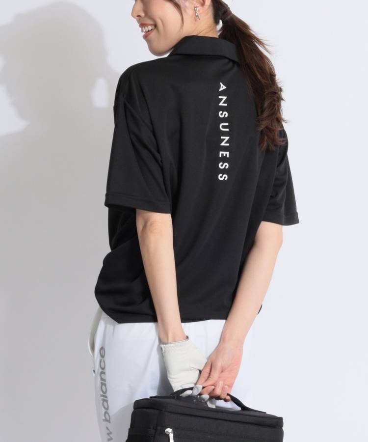 AS 【ユニセックス】バックロゴプリント半袖ポロシャツ