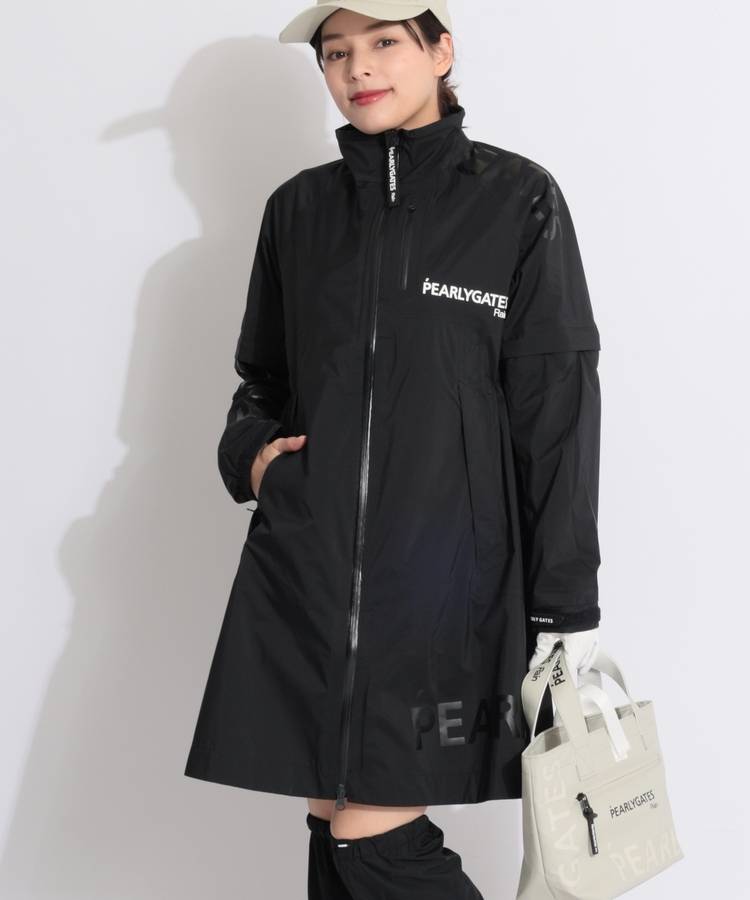 PG 【耐久撥水】収納袋付きストレッチタフタ2WAYレインワンピース