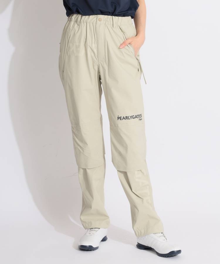 PG 【耐久撥水】収納袋付きストレッチタフタレインパンツ