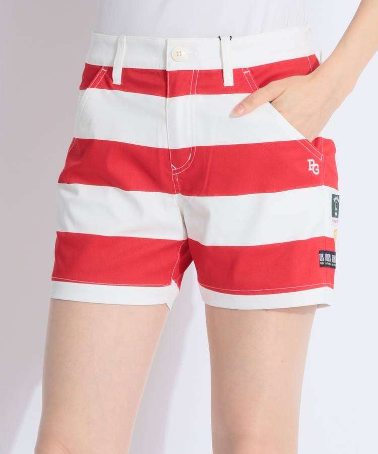PG 【防透ストレッチ】ボーダー柄ショートパンツ