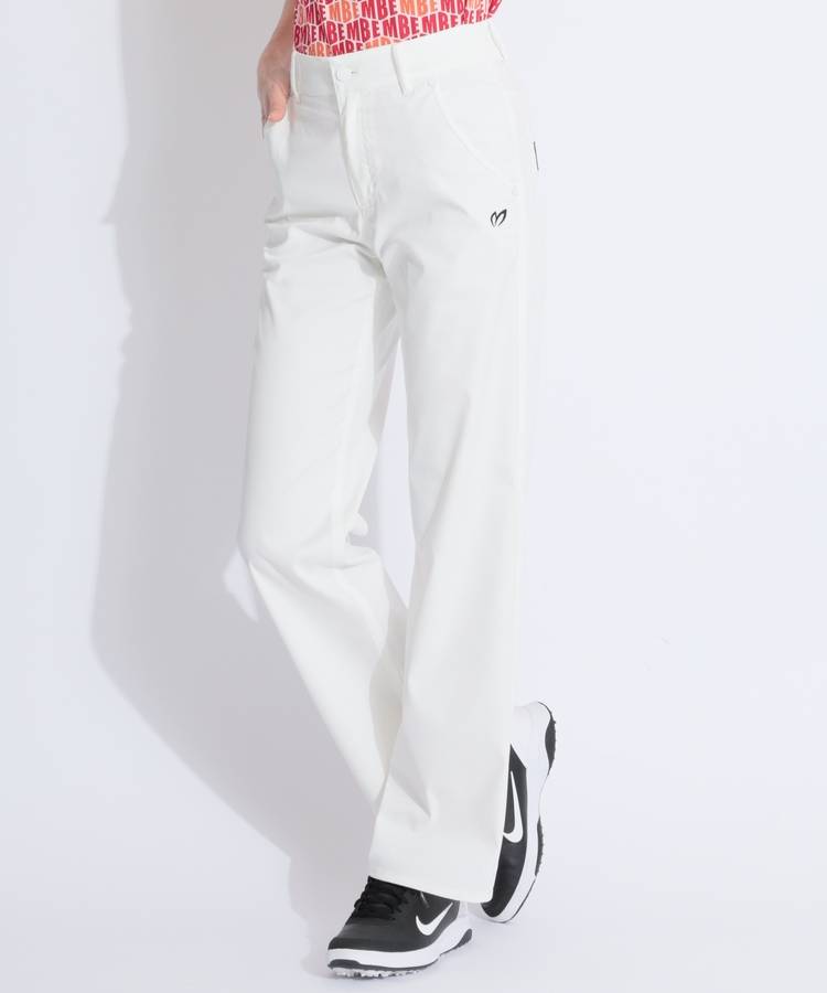 MB 【防透ストレッチ】バックロゴストレートパンツ