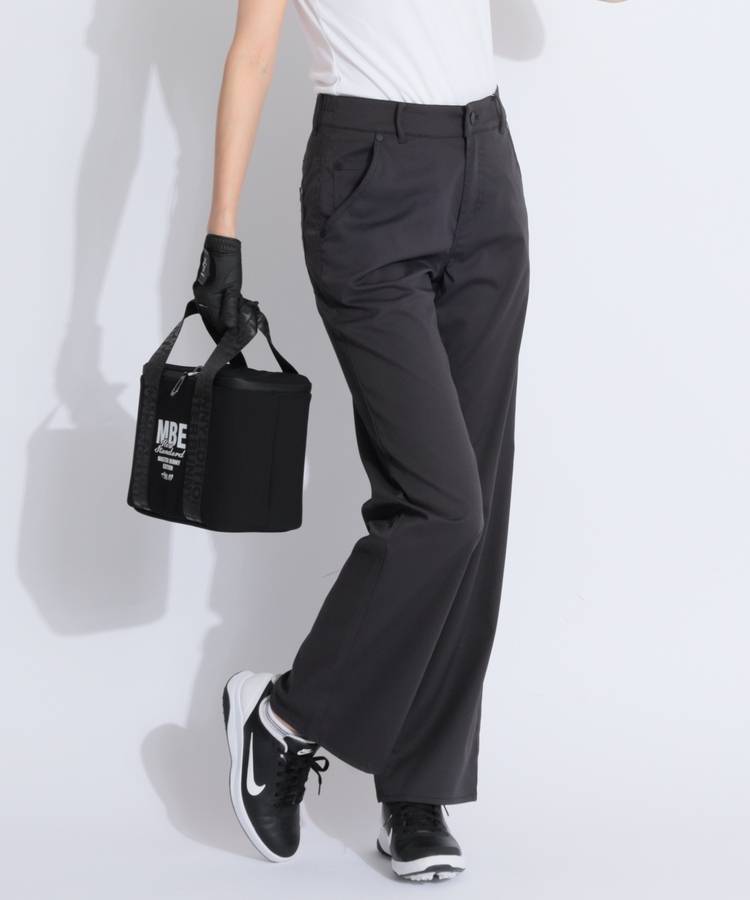 MB 【防透ストレッチ】バックロゴストレートパンツ