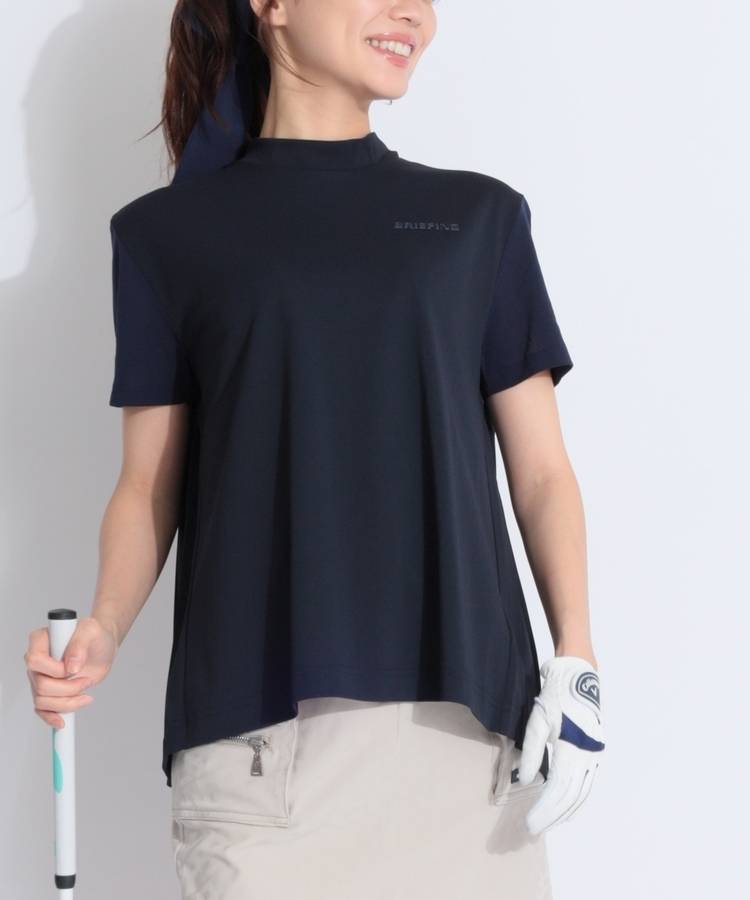 BR バックプリーツモックネック半袖カットソー