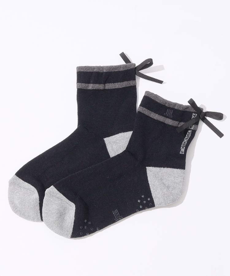 LV バックリボン付きミドルラインソックス