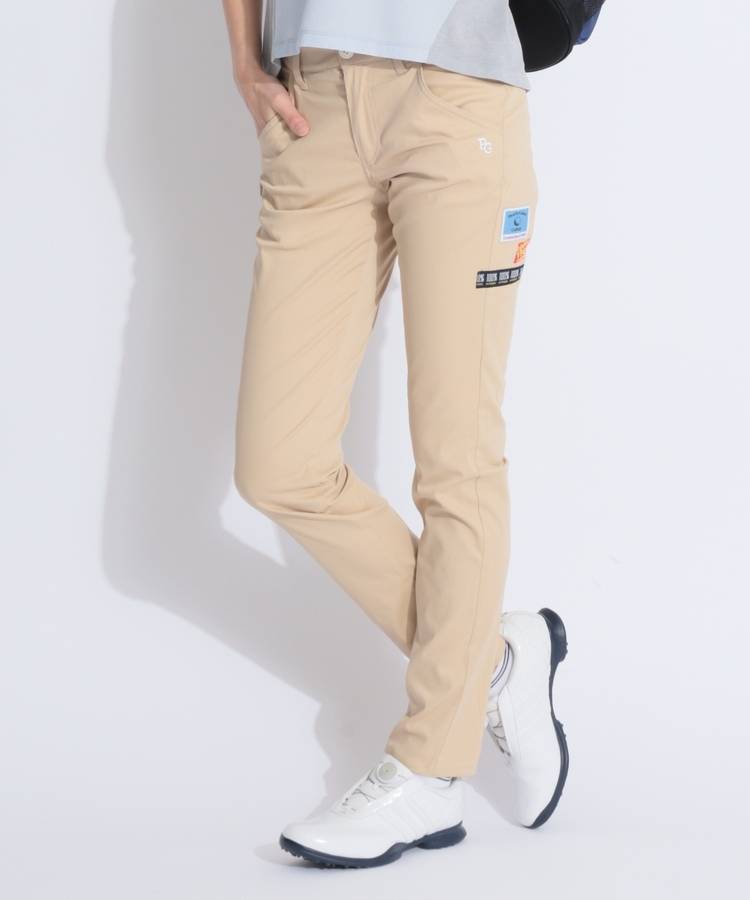 PG 【防透ストレッチ】ステッカー風ロゴロングパンツ