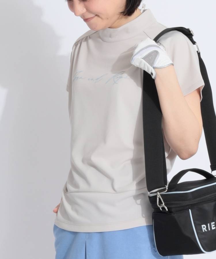 JR 【冷感ストレッチ】ギャザー切替バックジップ半袖カットソー