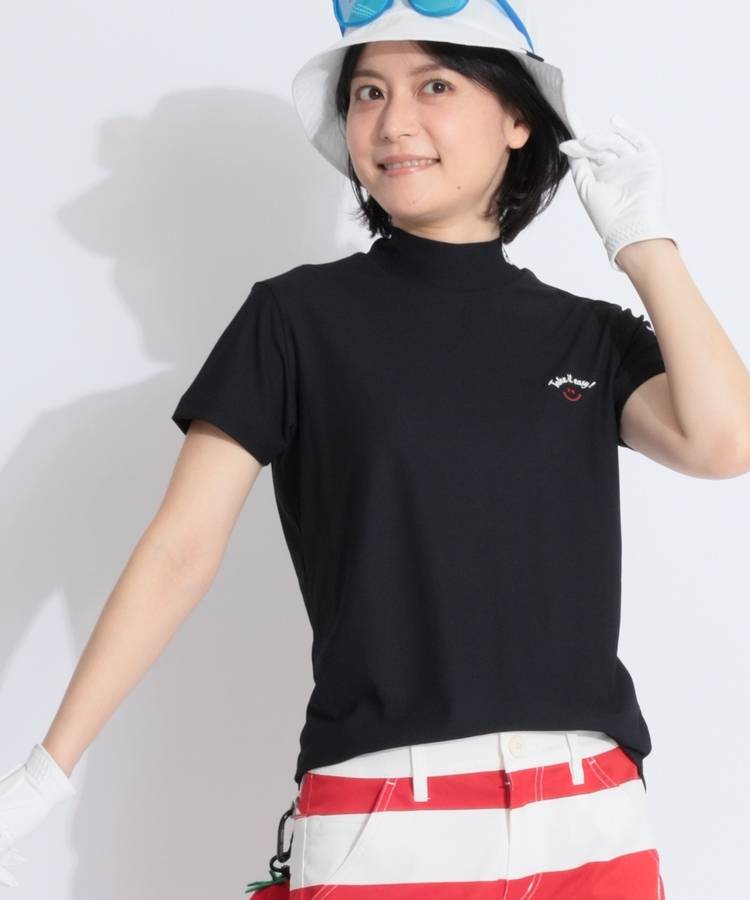 PG バックロゴハニカム鹿の子モックネック半袖カットソー