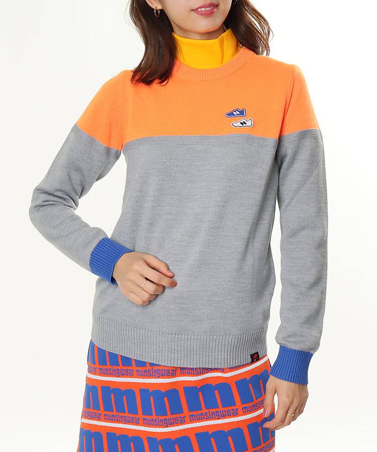 サイズ2ニューバランスゴルフ 配色ビッグロゴジャカード セーター 
