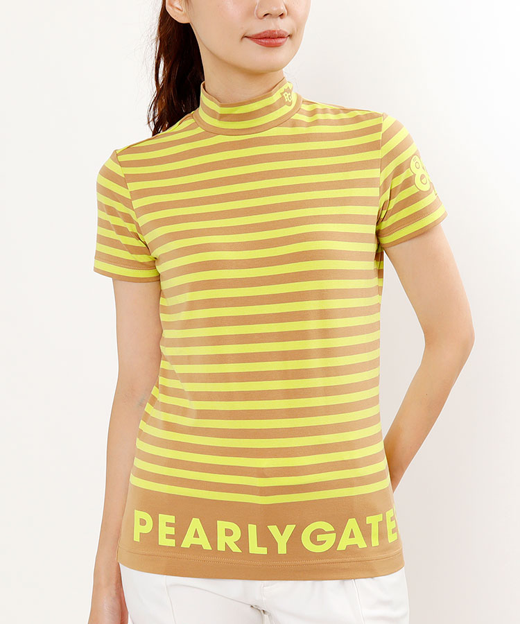 PG ボーダーPrint★半袖モックネックカットソー