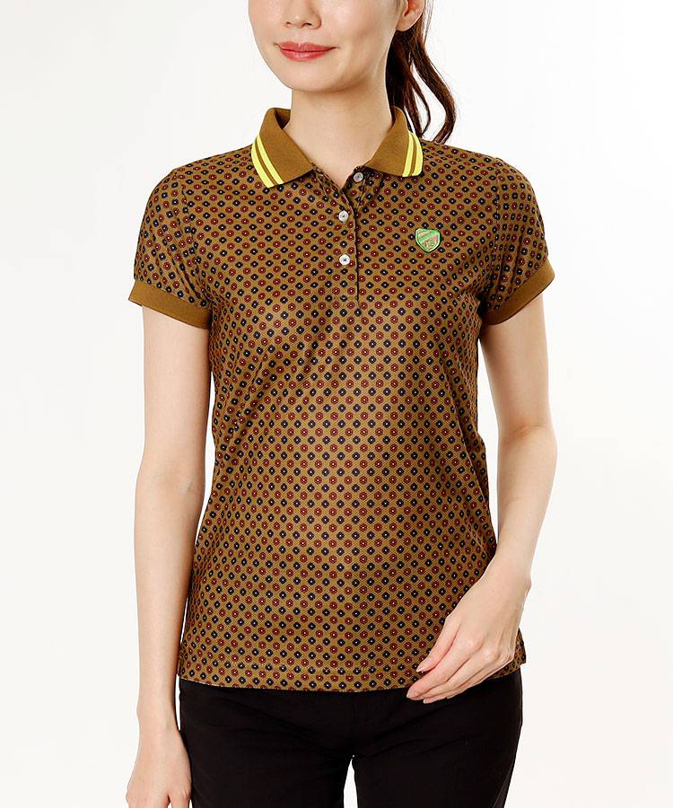 ジャックバニー JB 吸水速乾小花柄半袖ポロシャツ レディースゴルフ