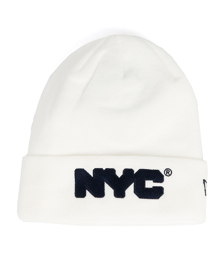 NE NYCロゴ◆Simpleニット帽(ホワイト)