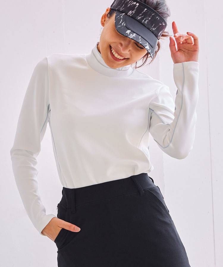 AS インサイドLine★長袖モックネックカットソー