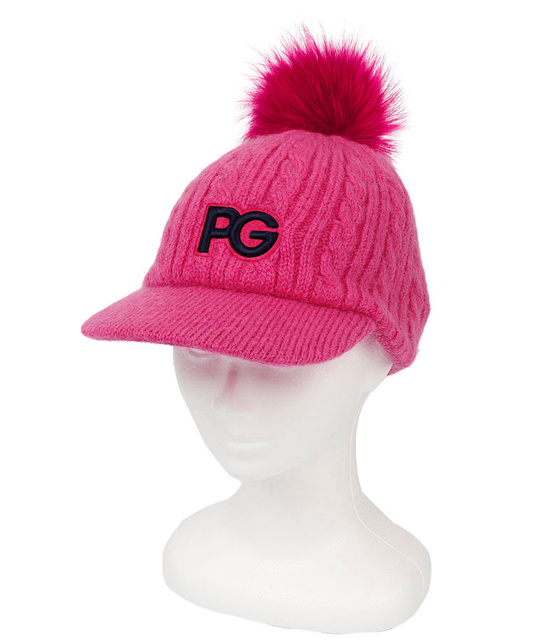 PG ファーぽんぽん◆つば付きニット帽