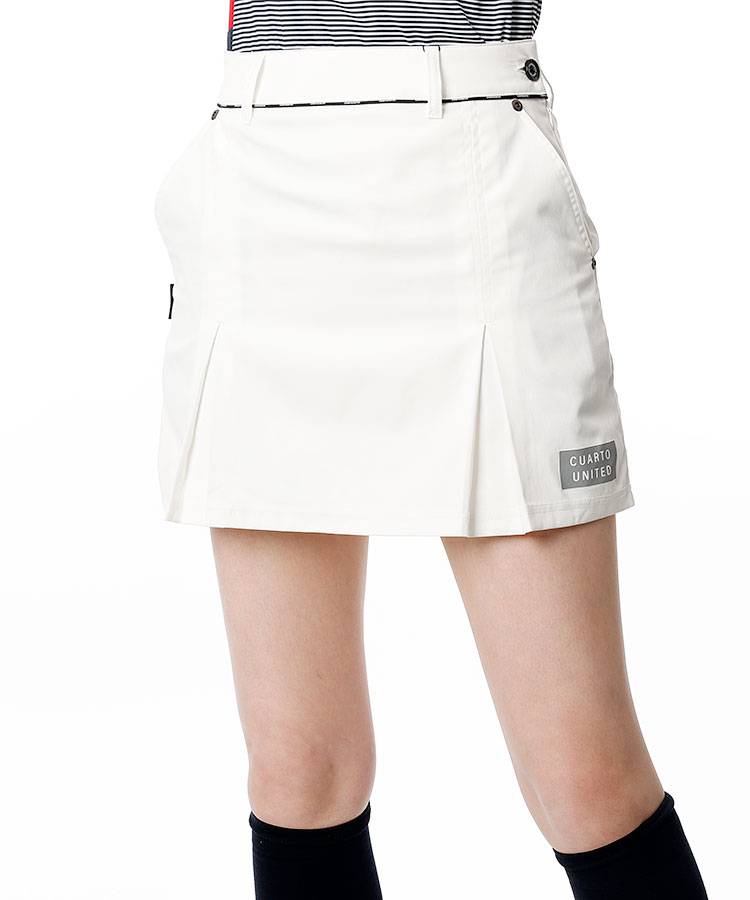 CU ラバーprintロゴ◆ボックスプリーツスカート