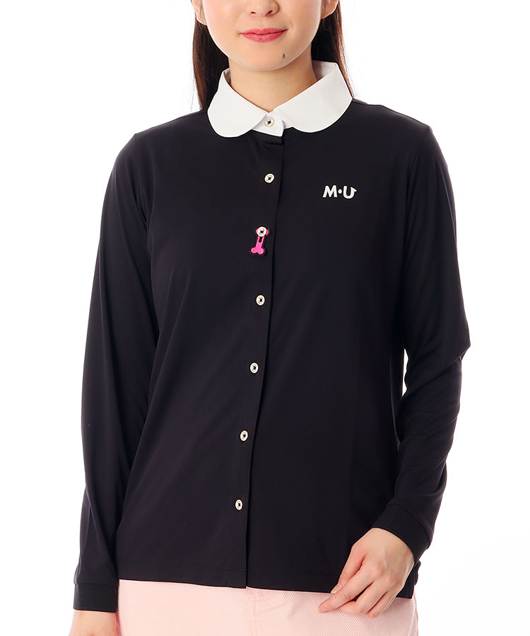 MU UV◆ラウンドカラー長袖ポロシャツ