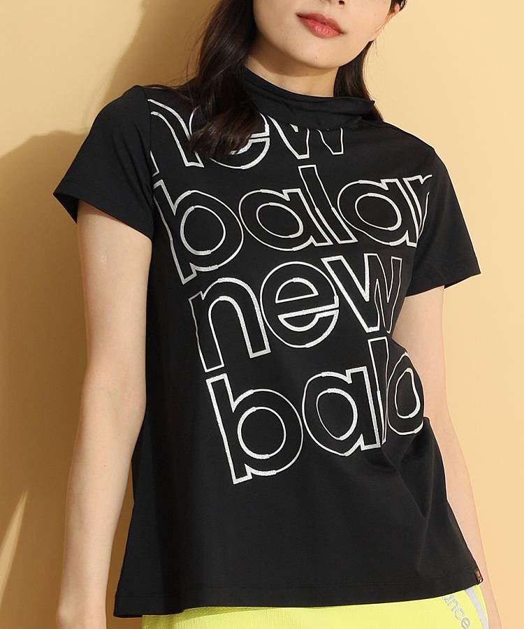 NB LOGOプリント★モックネック半袖カットソー