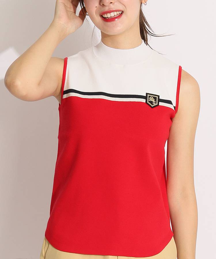 GFORE ゴルフウェア セット ノースリーブ×キュロット 白×赤 ィコーデ⛳ GFORE ゴルフウェア セット ノースリーブ×キュロット 白×赤