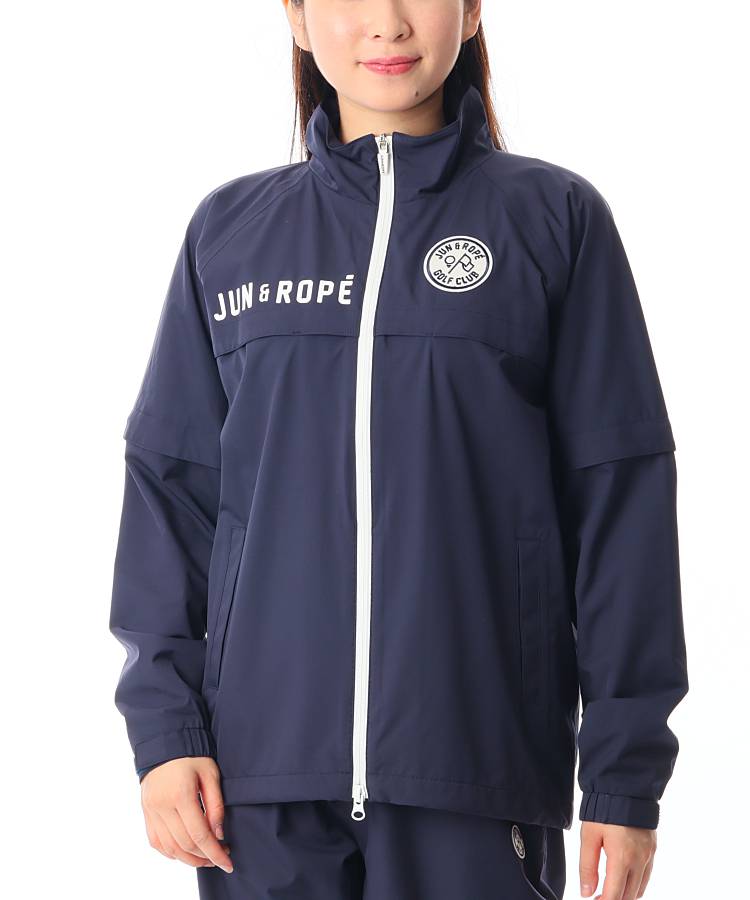 JR 収納袋付き◆バックロゴ2WAYレインブルゾン