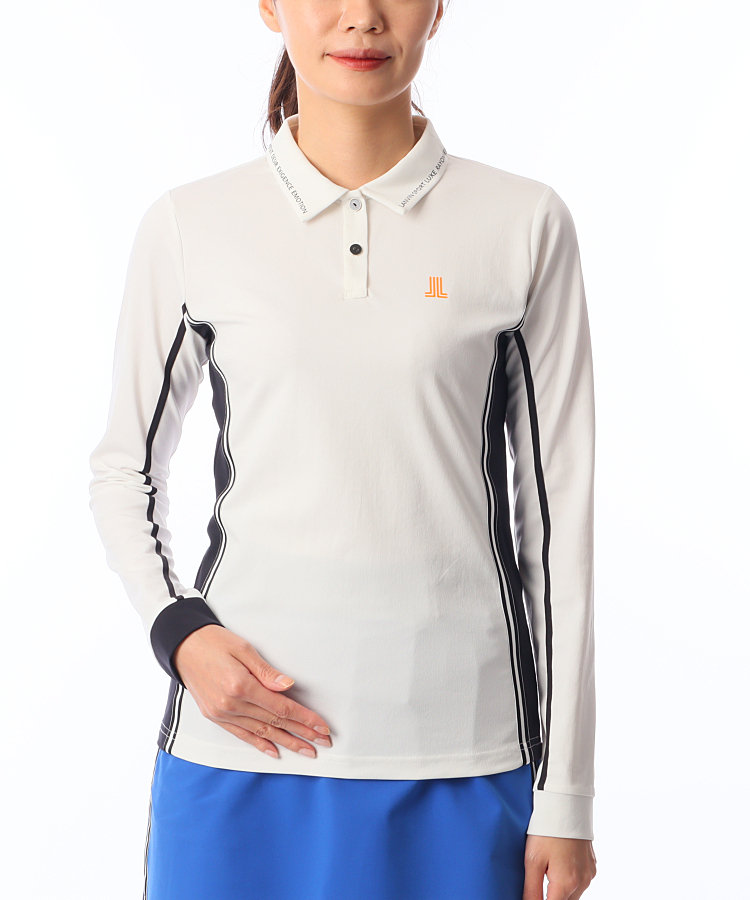 美品ランバン スポール　ライン切替◆バイカラー長袖ポロ　ブラックS 美品ランバン スポール ライン切替◇バイカラー長袖ポロ