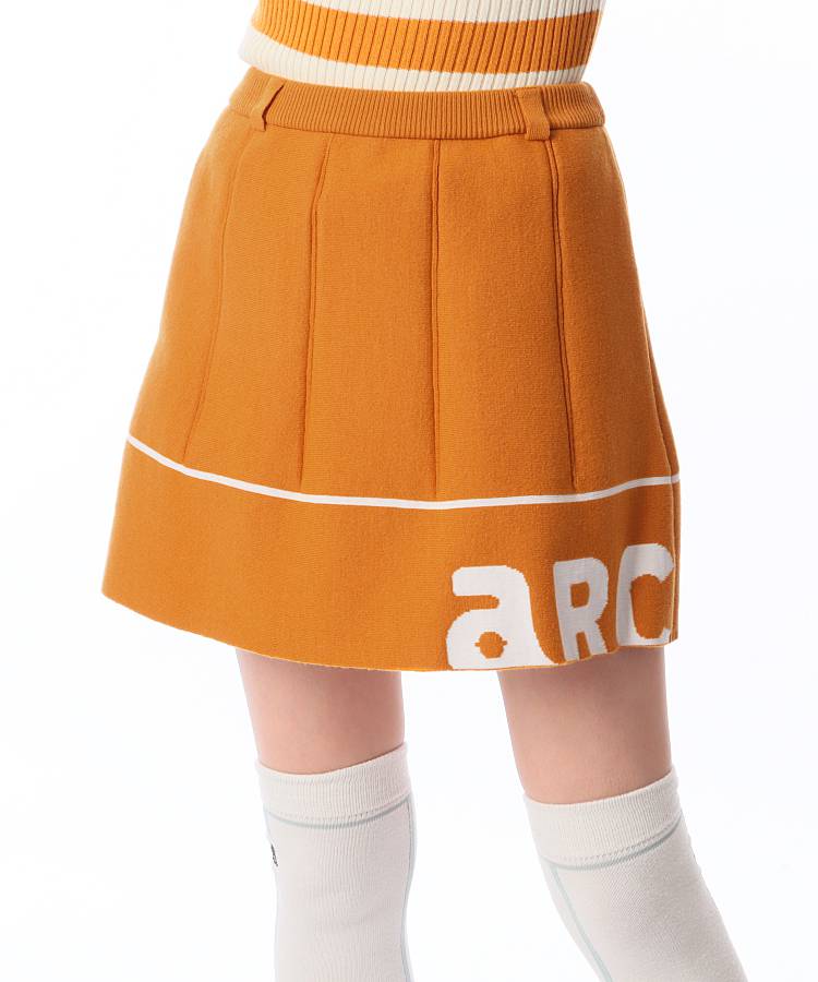 AR 裾ロゴプリーツ風ニットスカート