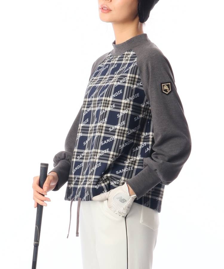 SD チェックロゴモックネック長袖カットソー