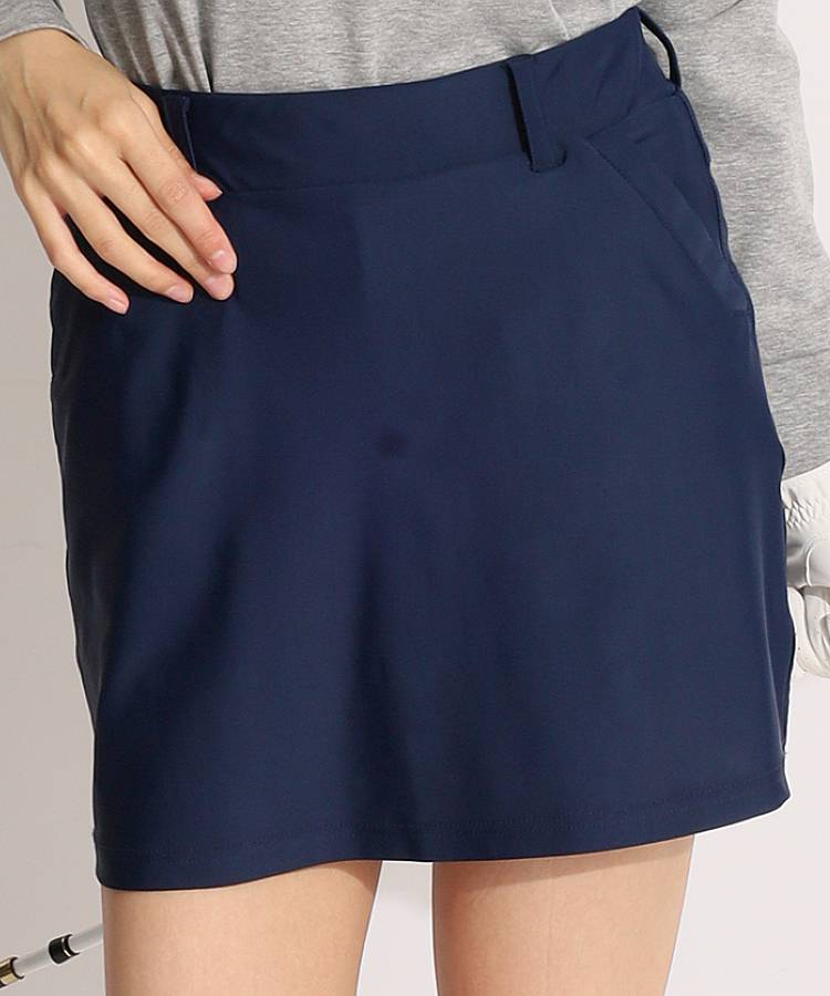 AS 一体型ペチパンツ付きツルサラストレッチ台形スカート