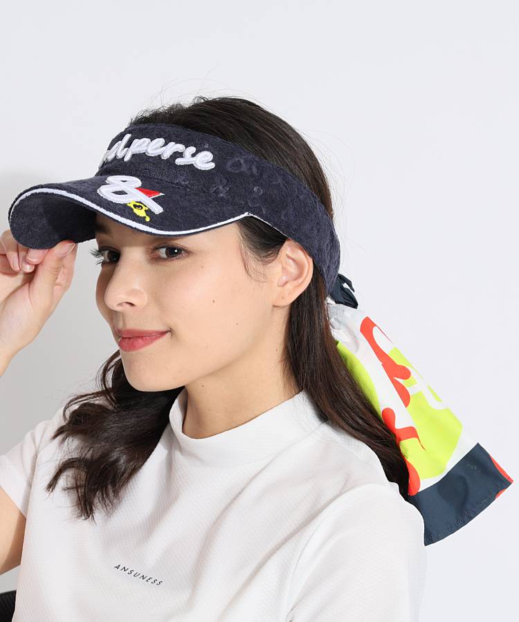 ★UMBRO★ スカーフ付きサンバイザー アンパスィ AP スカーフ付きパイルロゴサンバイザー レディース