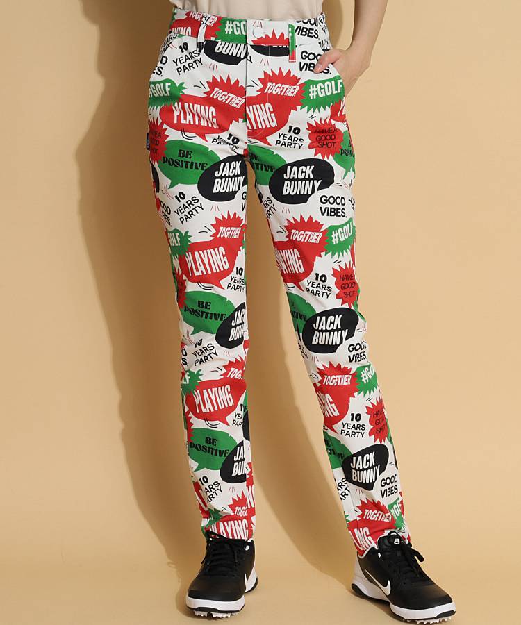 新品　ジャックバニー　パンツ　ストレッチ　吹き出しプリント　ブラック　サイズ1 JACK BUNNY ジャックバニー ストレッチパンツ ブラック系 1