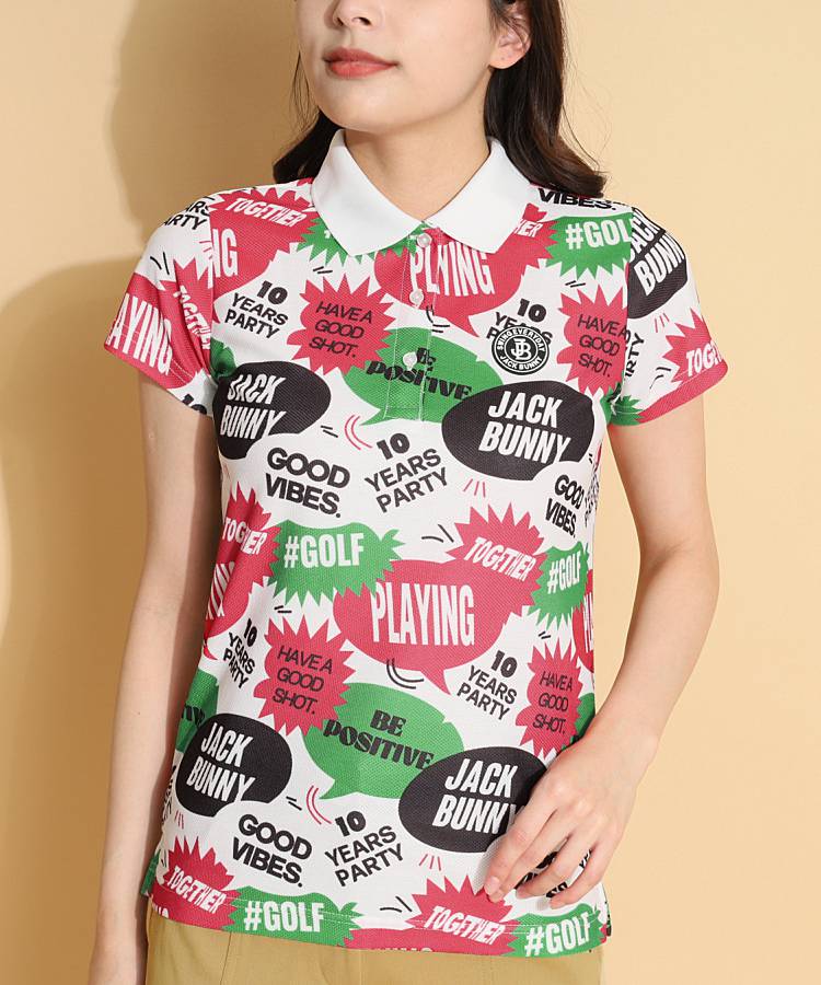 ジャックバニー JB 吸汗速乾吹き出し柄半袖ポロシャツ【7000円