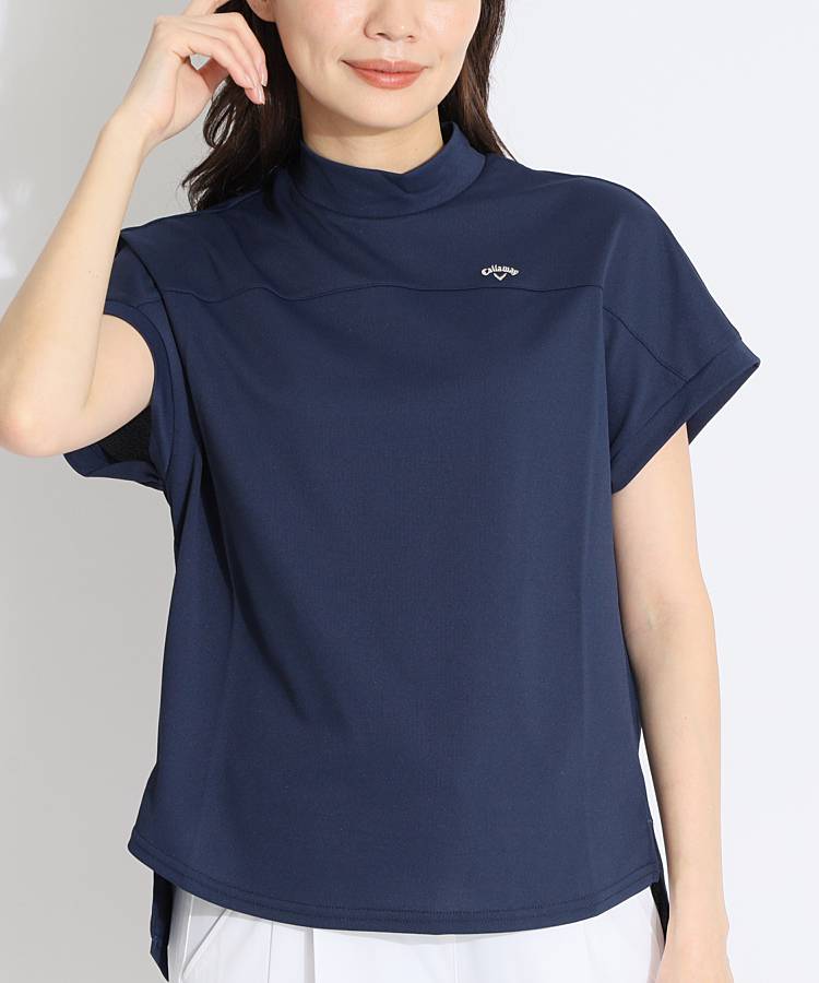 CA 多機能モックネック半袖カットソー