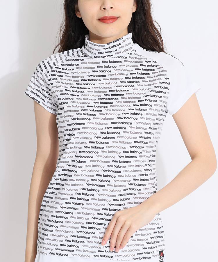 NB 涼感ロゴ総柄モックネックカットソー